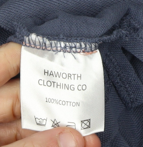 Haworth Men's Blue Cotton Polo Shirt L