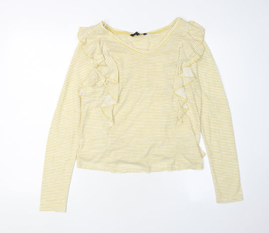Womens UK Size 8 NEXT Yellow Ringer T-Shirt