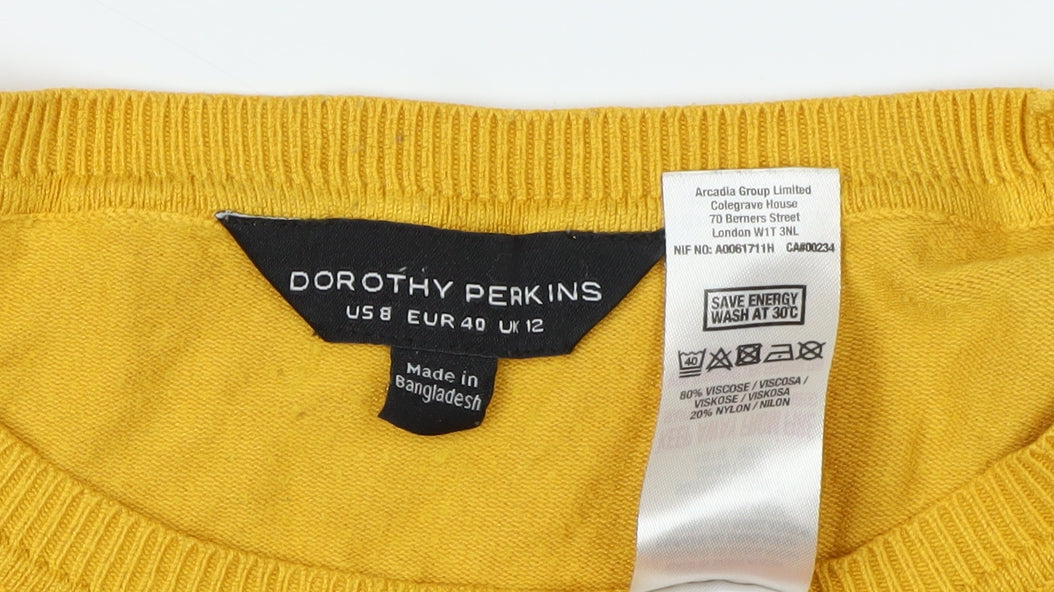 Womens UK Size 12 Dorothy Perkins Yellow Pullover Jumper