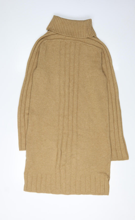 NEXT Women's Beige XS Knit Dress Roll Neck Winter