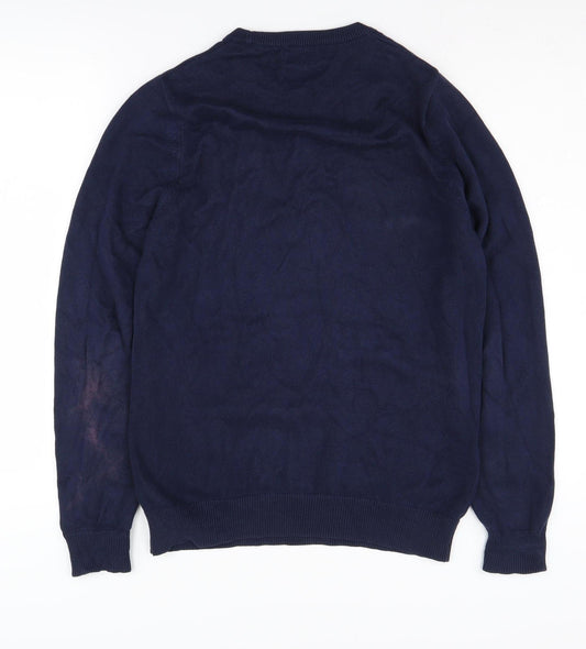 Marks and Spencer Men's Blue Cotton Pullover Jumper S