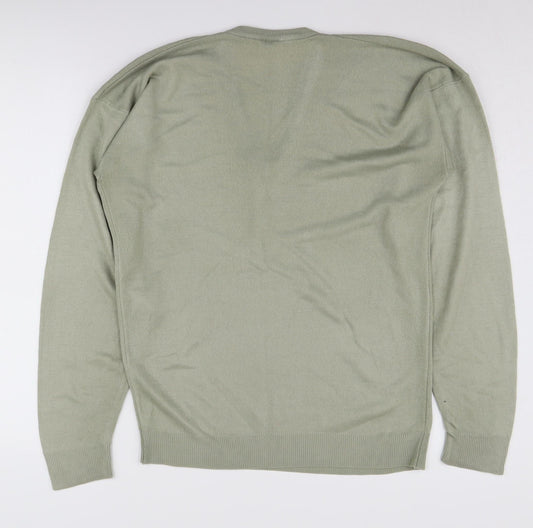 St Michael Men's Green Pullover Jumper, S, V-Neck, Vintage