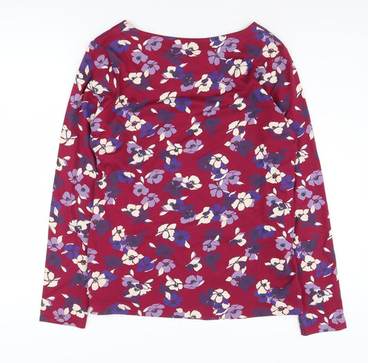 Maine Women's Red Floral Boat Neck T-Shirt Size 14