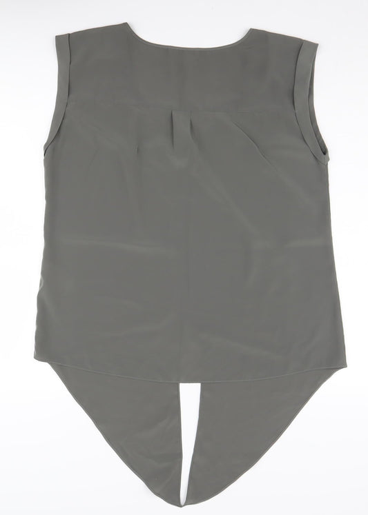 Oasis Women's Grey Sleeveless Basic Blouse Size 14