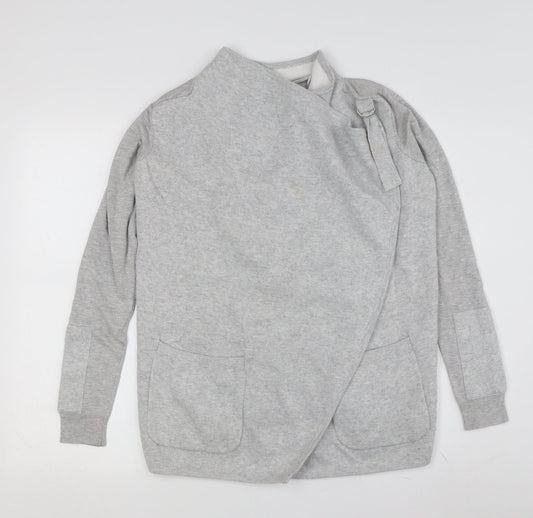Additional front view of Mini Outfitters Grey Wrap Cardigan for Teens