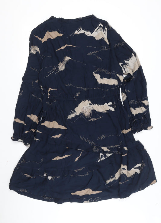 Next Women's Blue Long Sleeve Viscose Dress