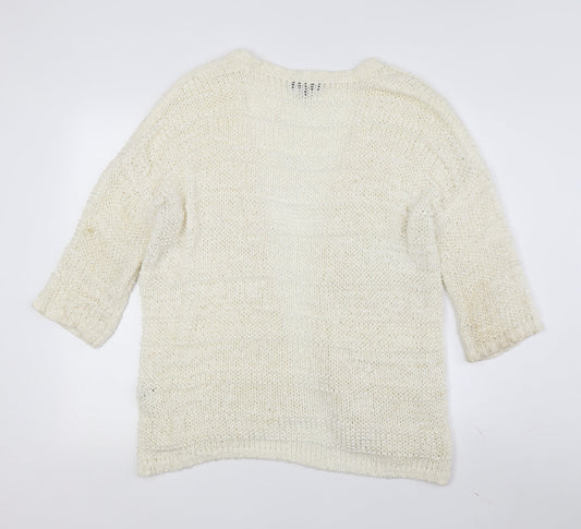 Womens UK Size 14 Warehouse Ivory Cardigan Jumper