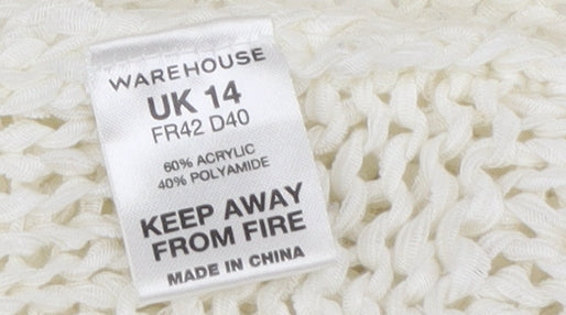 Womens UK Size 14 Warehouse Ivory Cardigan Jumper