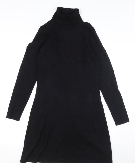 V by Very Black Roll Neck Knit Dress, Size 8 for Women