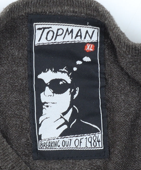Topman Men's XL Brown Crew Neck Pullover Jumper