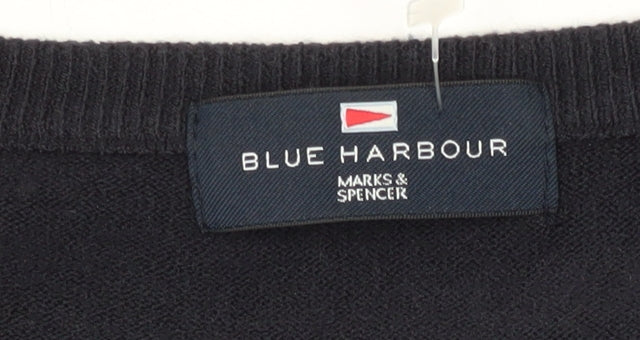 Marks & Spencer Men's M Black V-Neck Pullover Jumper