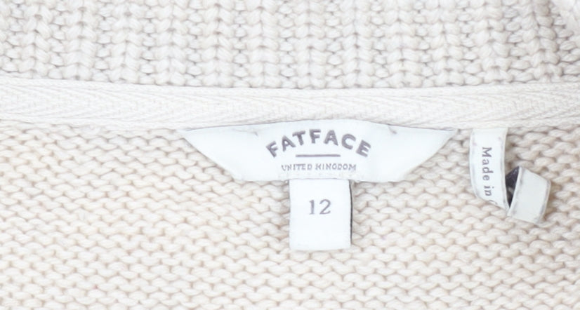 Womens UK Size 12 FatFace Beige Cardigan Jumper