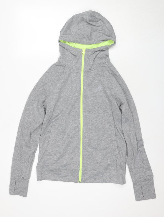 Additional front view of Adidas Women's Grey Full Zip Hoodie, size S
