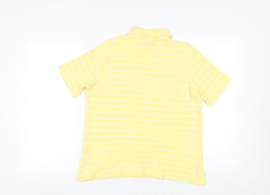 C&A Men's Yellow Striped Polo - Size L