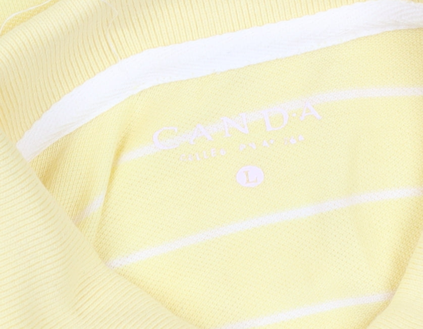 C&A Men's Yellow Striped Polo - Size L