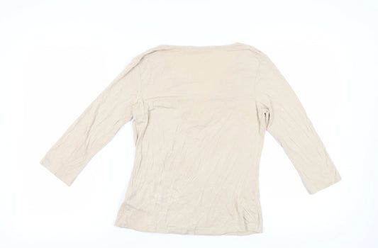 Marks and Spencer Women's Beige 3/4 Sleeve Blouse