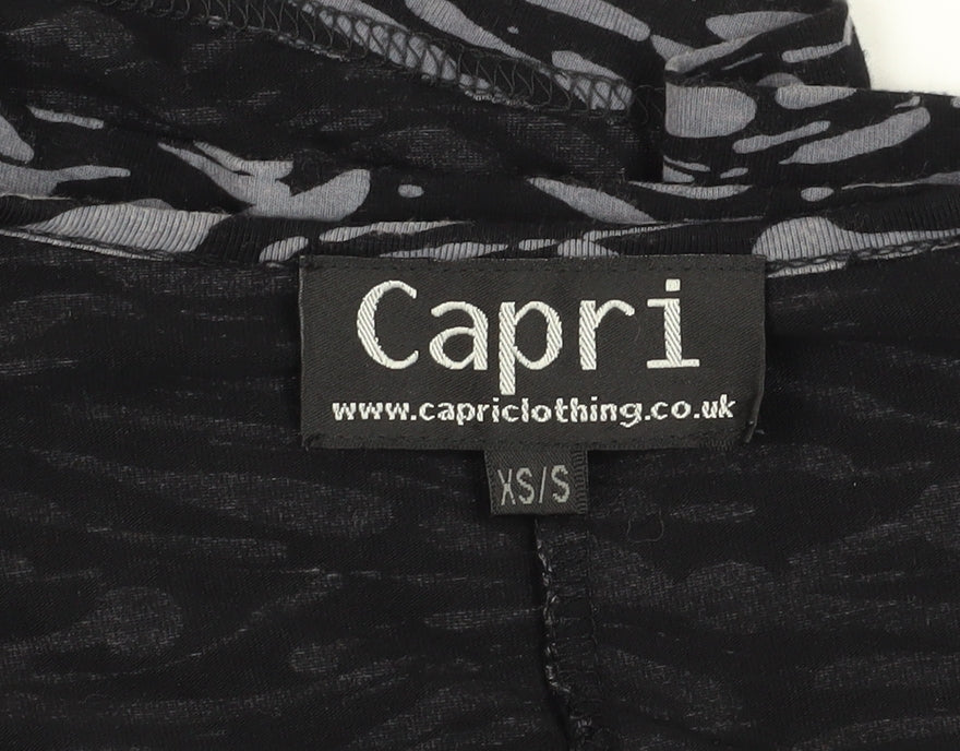 Capri Women's Black XS Trapeze & Swing Animal Print Dress