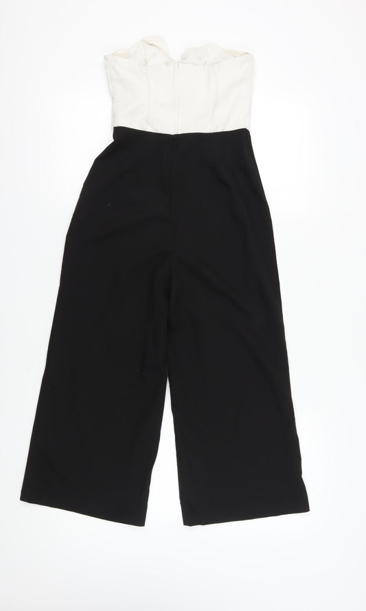 Miss Selfridge Women’s White Black Bow Jumpsuit Size 8