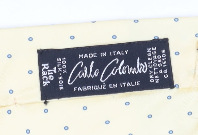 Mens Carlo Colombo Beige Polka Dot 100% Silk Tie