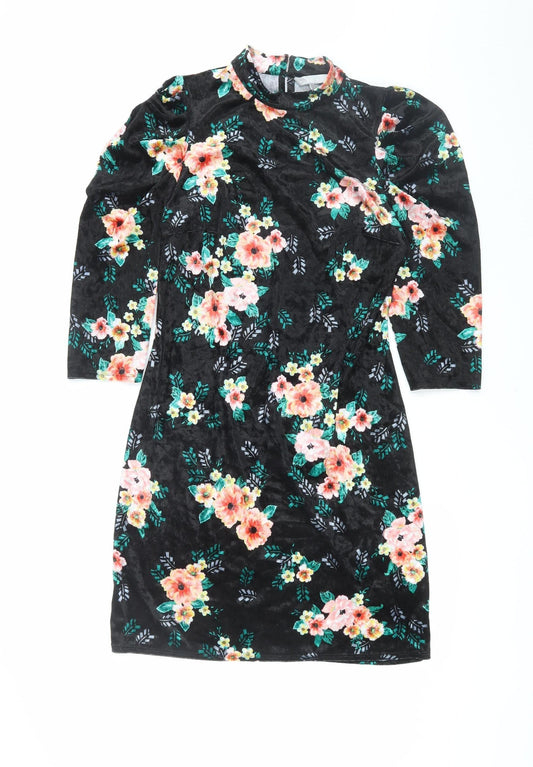 Additional front view of Red Herring Women's Black Floral Bodycon Dress