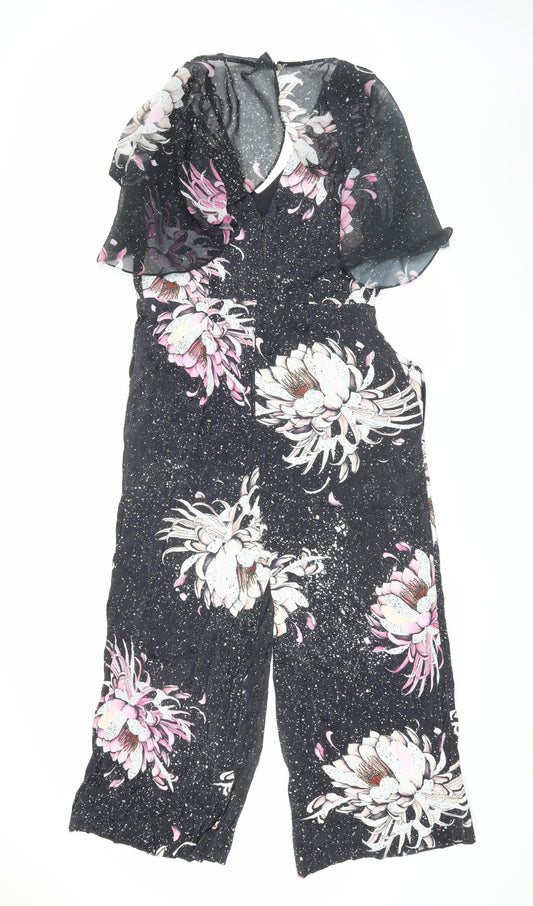Next Women's Black Floral Jumpsuit Size 12