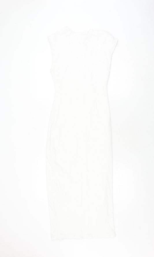 Zara Women's White Sheath Dress - M, Summer, Elegant