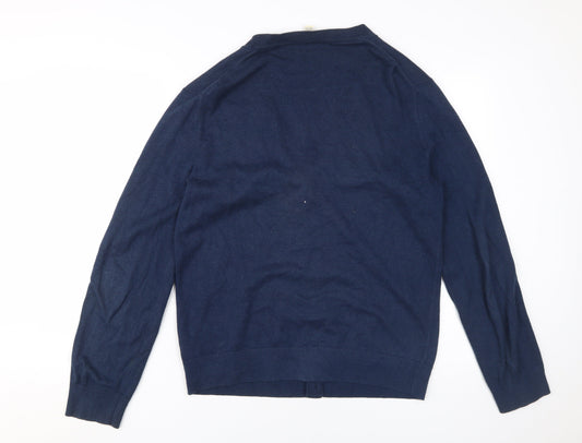 Gap Unisex Blue Medium Cotton V-Neck Cardigan