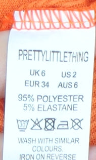 PRETTYLITTLETHING Women's Orange Bodycon Dress Size 6