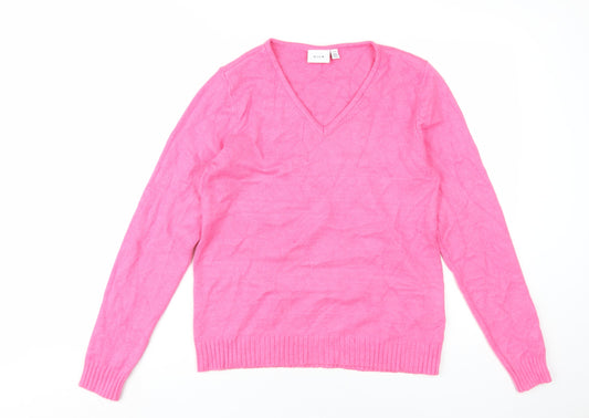 Womens UK Size M VILA Pink Pullover Jumper