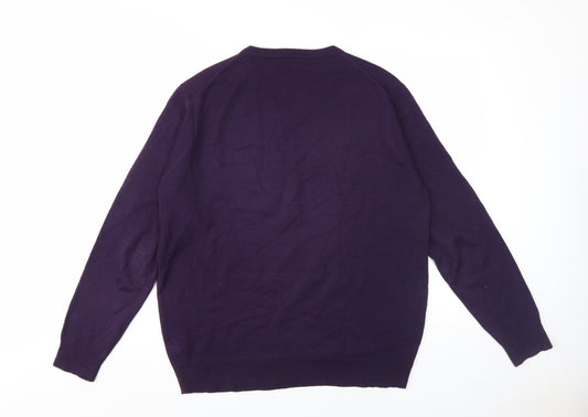 James Pringle Men's Purple V-Neck Pullover Jumper M
