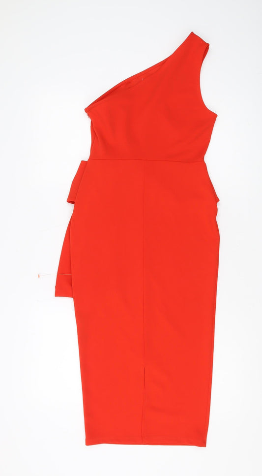 ASOS DESIGN Women's Red Bodycon One Shoulder Dress