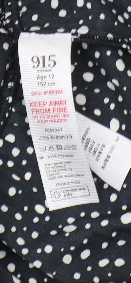 915 Generation Girls Black Polka Dot Short Dress, Age 12