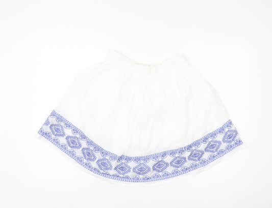 H&M Women's White Embroidered Short Skirt - Size 12