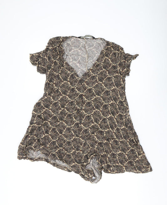 Womens UK Size S Zara One-Piece Brown Playsuit