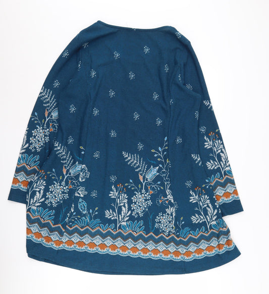 Klass Women's Blue A-Line Floral Dress M