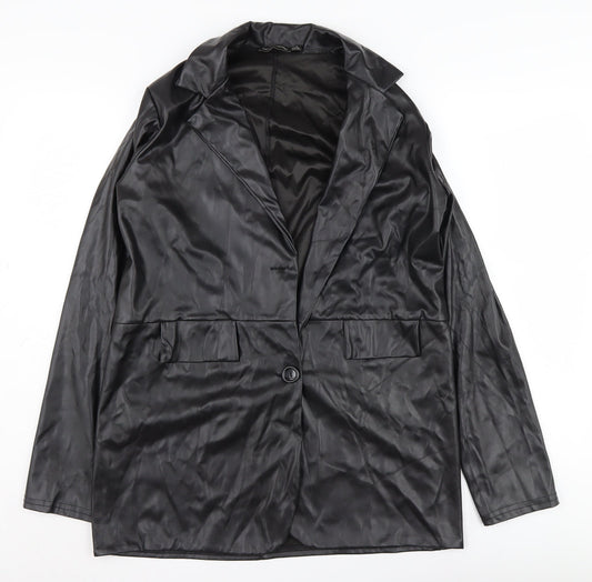 Womens UK Size 10 PRETTYLITTLETHING Black Basic Jacket Blazer