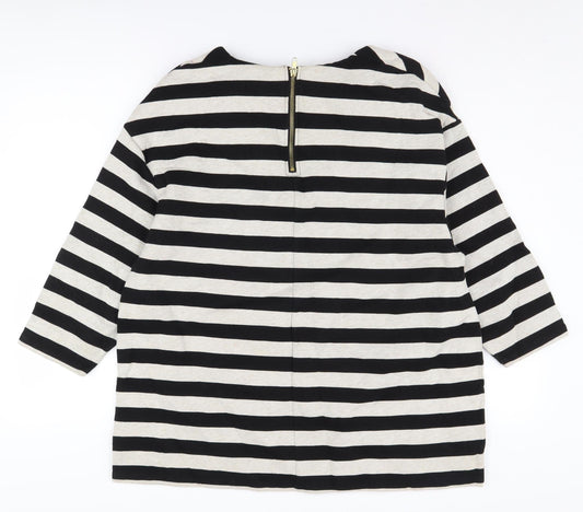H&M Women's Black Striped Pullover Sweatshirt, Size L