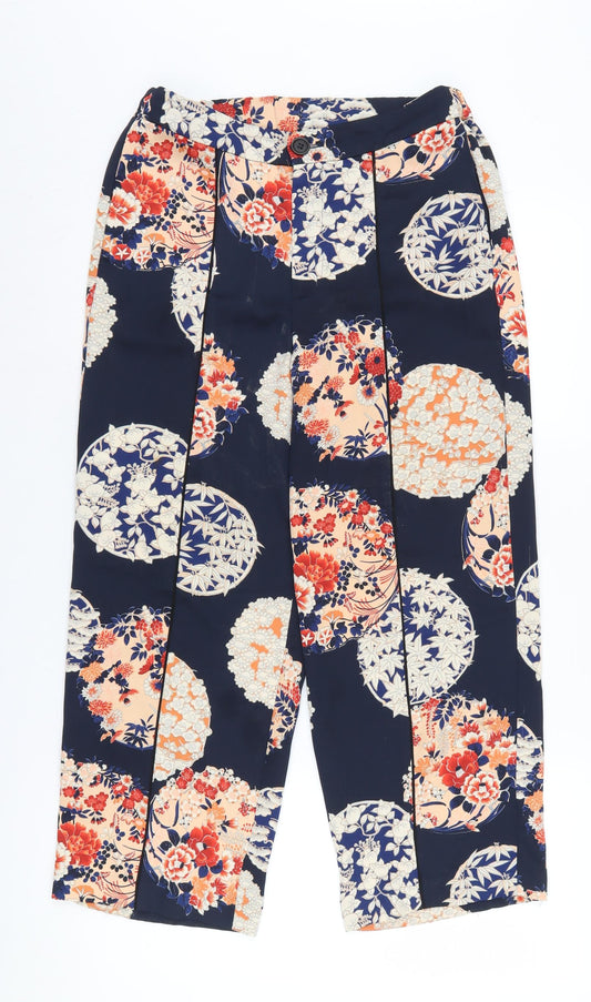 Womens UK Size S Zara Regular Fit Cropped Multicoloured Trousers