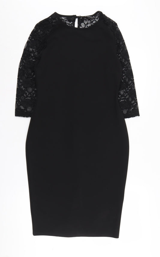 Dorothy Perkins Black Lace Sheath Dress Women Size 10