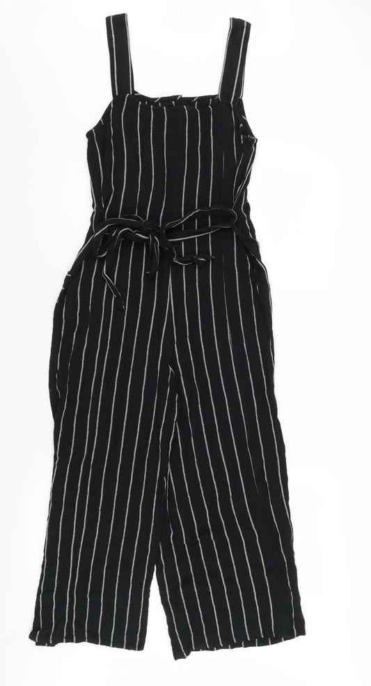 Warehouse Women Black Striped Jumpsuit Size 10