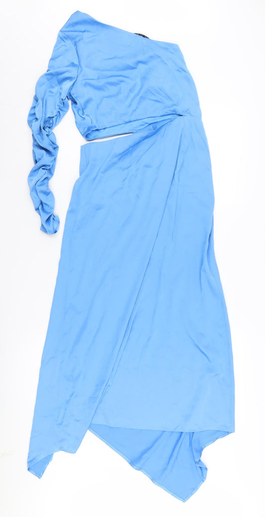 Stradivarius Women's Blue Asymmetric Party Dress M