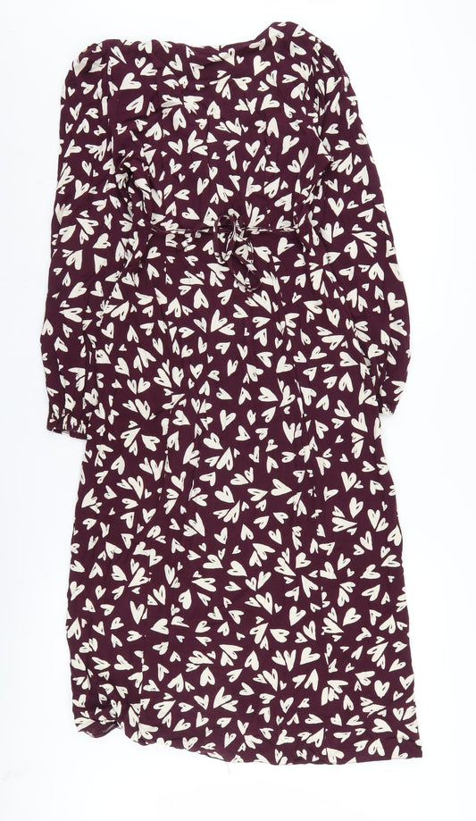 New Look Women's Purple 10 Button Shift Dress