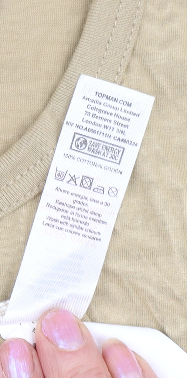 Topman Men's Beige Crew Neck S T-Shirt