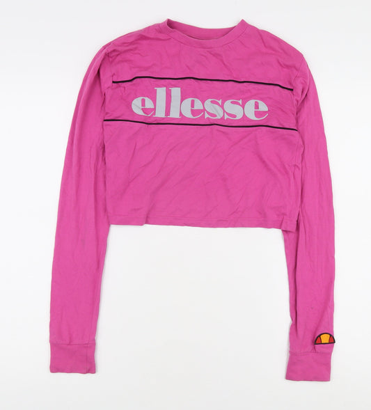 Womens UK Size 4 ellesse Pink Cropped T-Shirt