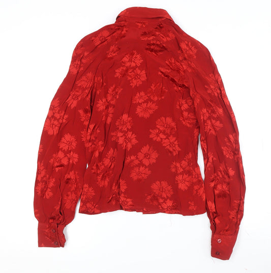 Miss Selfridge Women's Red Floral Blouse Size 12