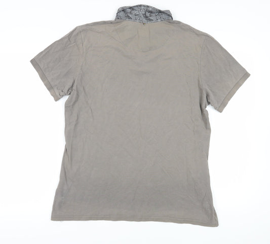 Pretty Green Men's Grey XL Cotton Polo Shirt