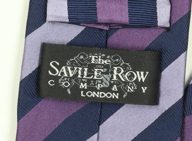 Savile Row Men's Purple Striped Silk Tie