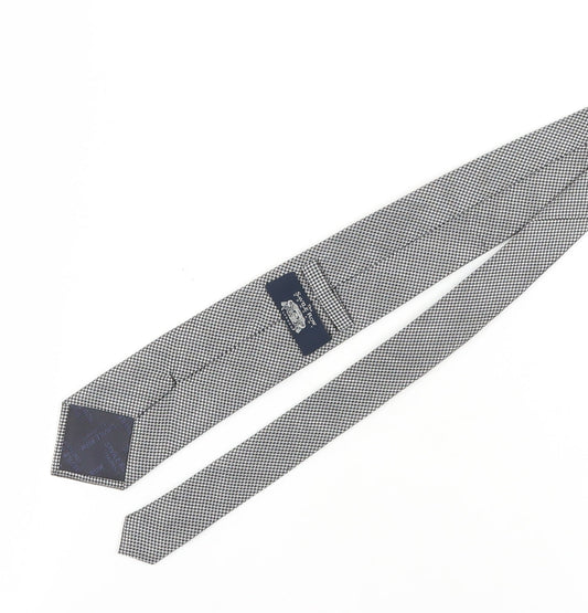 Savile Row Men's Black Houndstooth Silk Tie