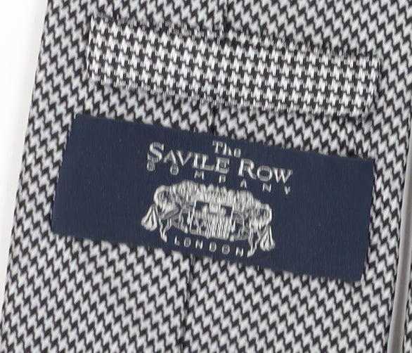 Savile Row Men's Black Houndstooth Silk Tie