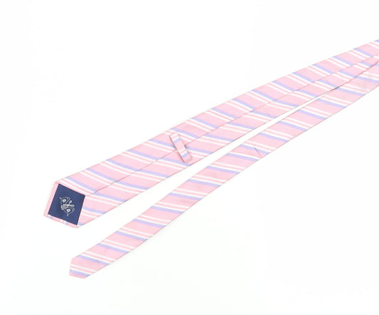 Marks and Spencer Men's Pink Striped Silk Tie